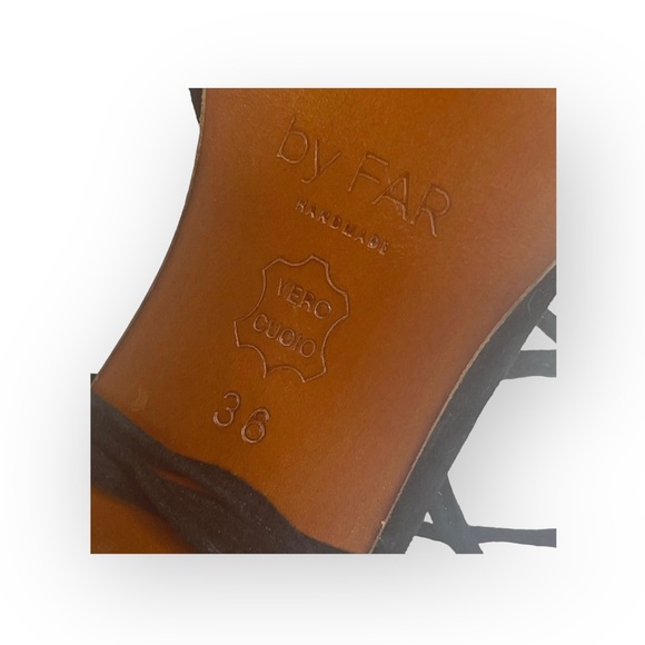 By Far 𖤐 Iris Ankle Wrap Heeled Mules Sandals 𖤐 Black Suede 𖤐 36 𖤐 Handmade - Picture 14 of 16